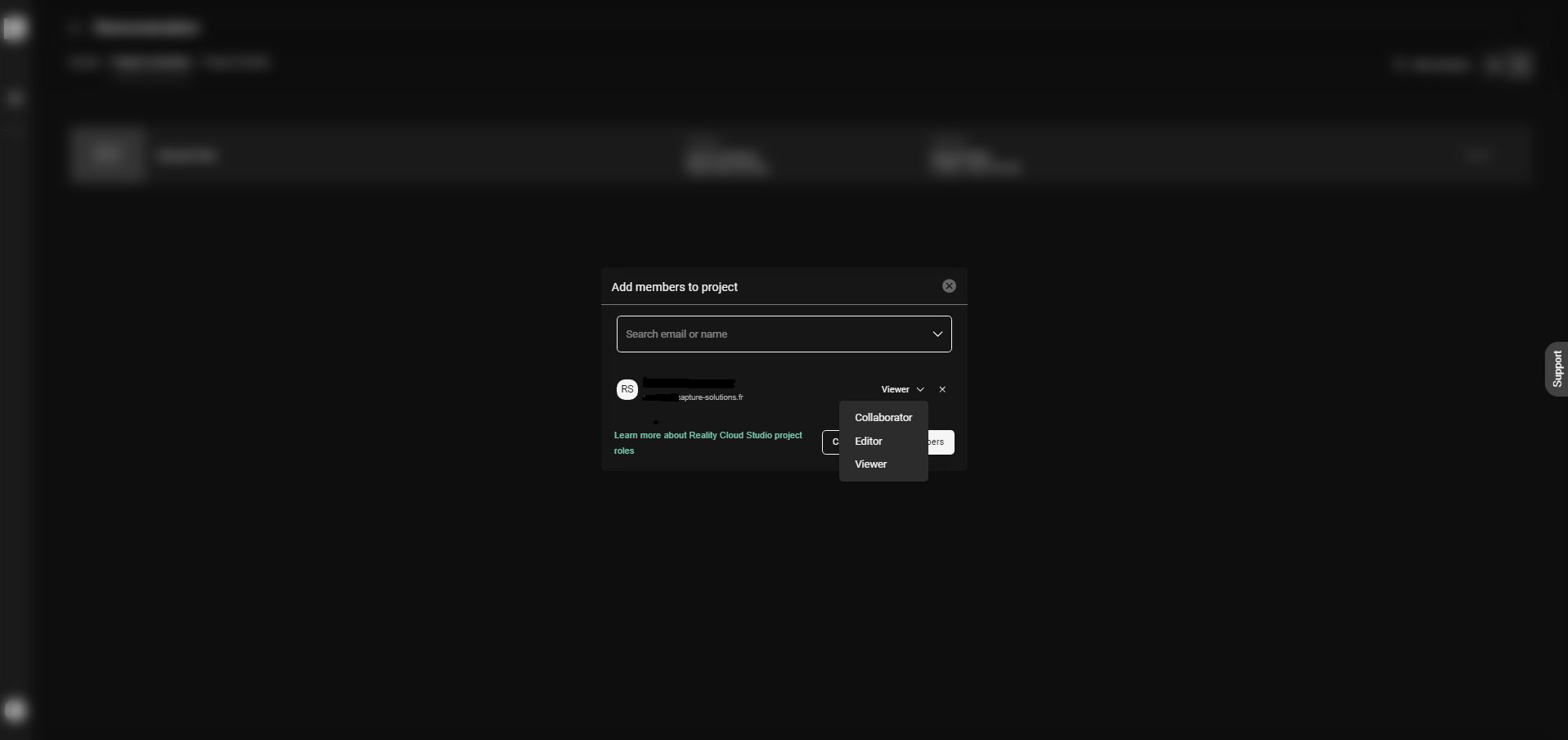 Ajout de membres à un projet